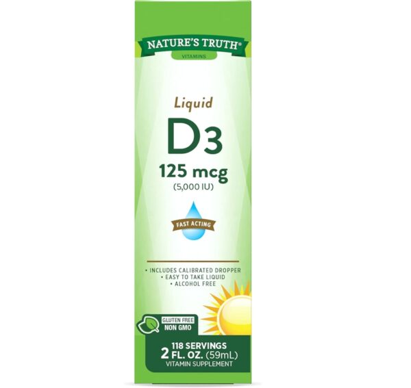 ( PACK OF 3 ) Nature's Truth Vitamin D3 Liquid | 5000 IU | 2 fl oz | Non-GMO and Gluten Free Supplement | EZ Auction