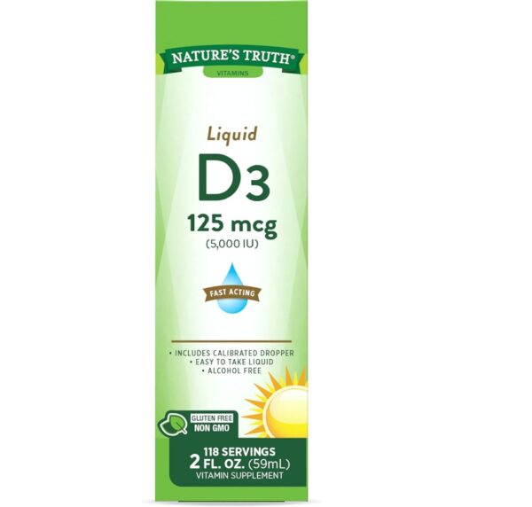 ( PACK OF 3 ) Nature's Truth Vitamin D3 Liquid | 5000 IU | 2 fl oz | Non-GMO and Gluten Free Supplement | EZ Auction