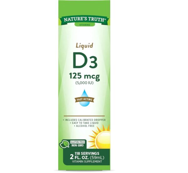 ( PACK OF 3 ) Nature's Truth Vitamin D3 Liquid | 5000 IU | 2 fl oz | Non-GMO and Gluten Free Supplement | EZ Auction