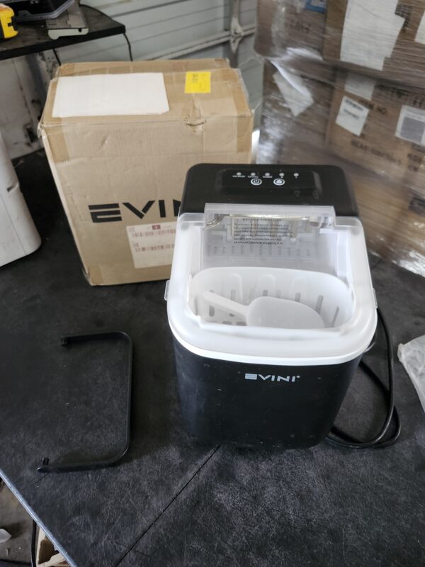 *** USED *** Portable Ice Maker with Basket and Scoop, Large and Small Ice Maker, 9 Ice Cubes Ready in 6 Minutes, for Home, Kitchen, Camping, RV (Black) | EZ Auction