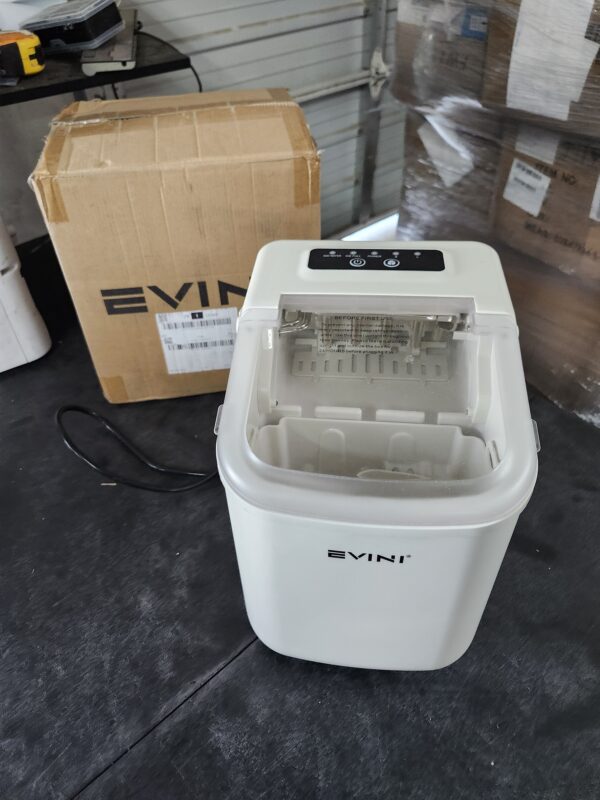 *** used *** Portable Ice Maker with Basket and Scoop, Large and Small Ice Maker, 9 Ice Cubes Ready in 6 Minutes, for Home, Kitchen, Camping, R (White ) | EZ Auction