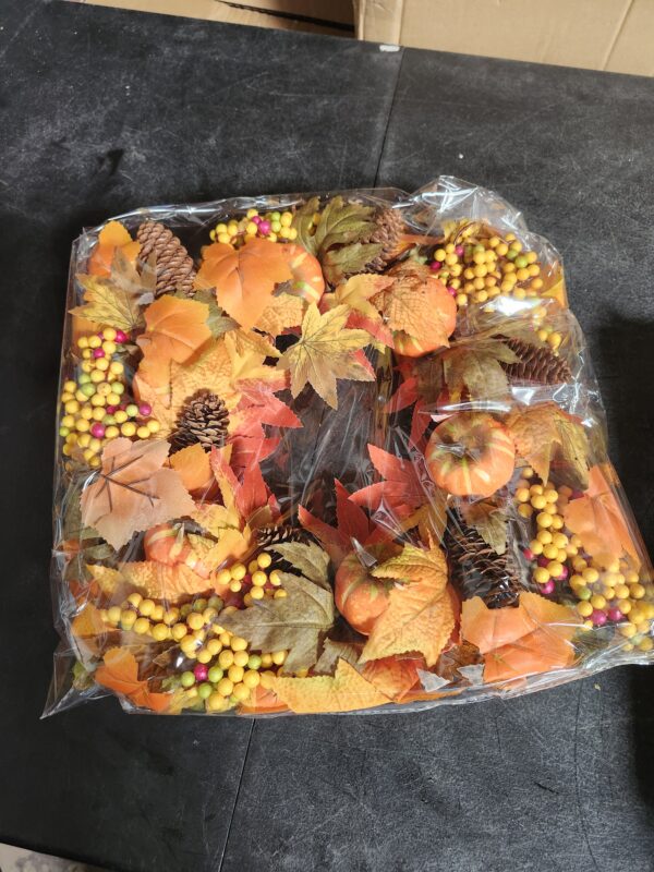 Rocinha Fall Wreaths Decorations Autumn Wreath Maples Leaf Pumpkin Pine Cone Berry Thanksgiving Harvest Outdoor Indoor Window Wall Front Door Outside Home (Maple Leaves & Pumpkins Wreath) | EZ Auction