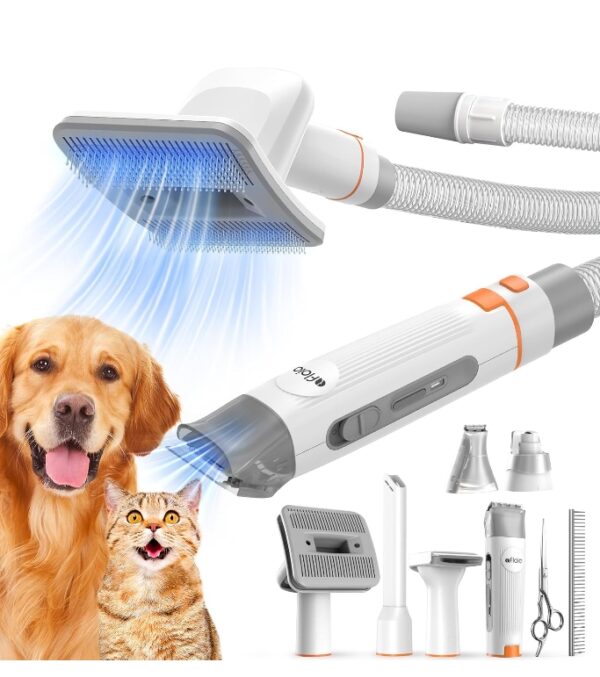 Afloia Dog Grooming Kit, 8 in 1 Dog Brush Vacuum Attachment with Dog Clippers Nail Trimmer Grinder Pet Brush Shedding Brush Comb & Scissors,for Vacuum Cleaners Like Dyson, Shark, Bissell, Eureka, etc | EZ Auction