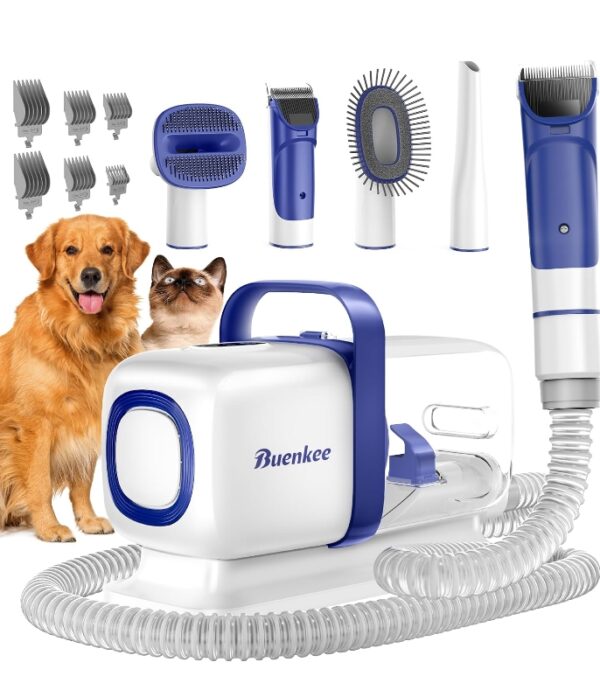 Dog Grooming Kit with Pet Grooming Vacuum, Dog Clipper, Pet Grooming Shedding Brush, Cleaning Tool in 1, Low Noise Dog Vacuum for Dogs Cats | EZ Auction