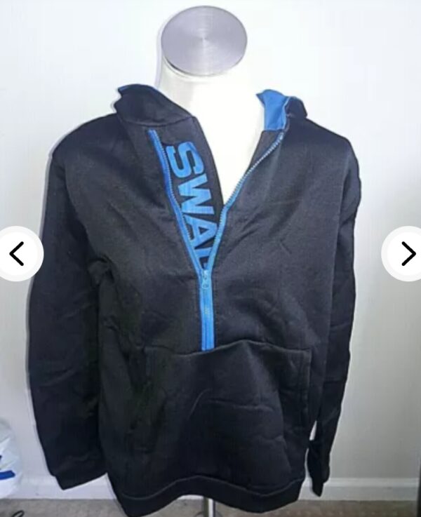 *** SIZE 3 XL *** He Shan Pin The Sport Vogue Black 3/4 Blue Zipper SWAG Hooded Sweatshirt | EZ Auction