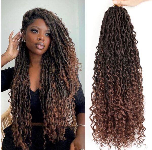 LMZIM 24 inch Goddess Locs Crochet Hair 8 Packs Faux Locs With Curly End,Bohemian Locs Pre Looped Crochet Hair for Black Women 1B/30 | EZ Auction