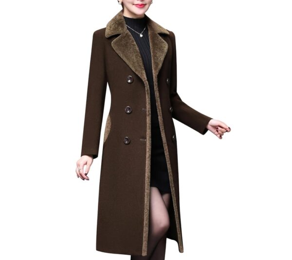 *** SIZE XL *** Aprsfn Women's Double-breasted Notched Lapel Midi Wool Blend Pea Coat Jackets | EZ Auction