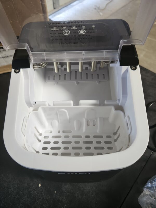 *** USED, IT IS MISSING THE ICE SPOON *** Portable Ice Maker with Basket and Scoop, Large and Small Ice Maker, 9 Ice Cubes Ready in 6 Minutes, for Home, Kitchen, Camping, RV (Black) | EZ Auction