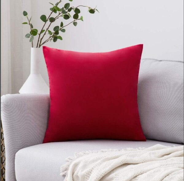 Christmas Velvet Pillow Cover Decorative Square Pillowcase Soft Solid Cushion Case for Decor Sofa Bedroom Car 16 x 16 Inch Red | EZ Auction