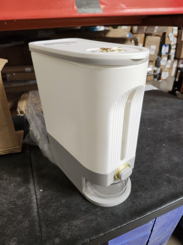 Large Capacity Rice Dispenser Sealed Press Type Grain Storage Box with Measuring Cup (L 38x9.8cm) | EZ Auction