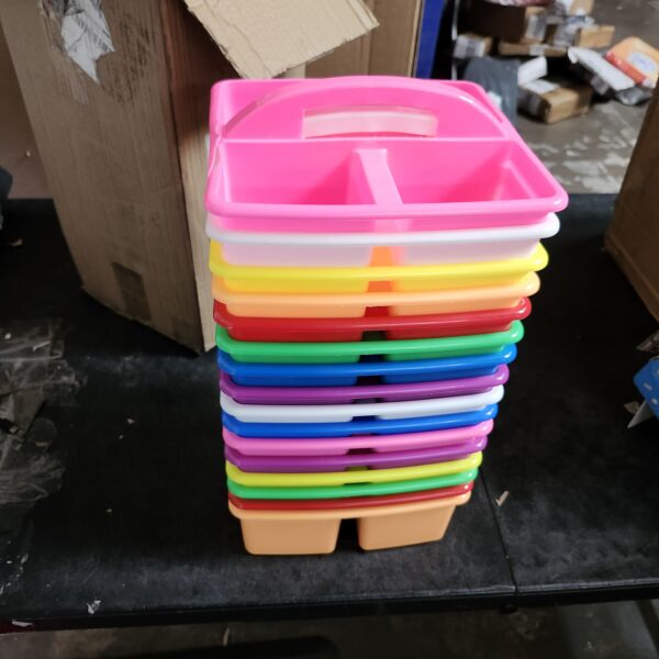 ***TWO CADDIES ARE BROKEN***Classroom Caddies for Supplies Bulk Classroom Caddies with Handle Stackable Utility Caddies Multicolor Supply Groups Table Caddies Multi Compartment Storage Bins for Classroom Supplies(16 Pcs) | EZ Auction