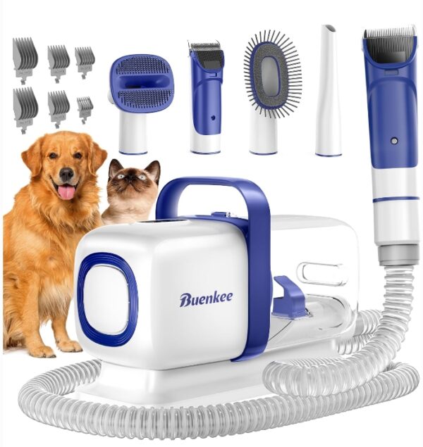 Dog Grooming Kit with Pet Grooming Vacuum, Dog Clipper, Pet Grooming Shedding Brush, Cleaning Tool in 1, Low Noise Dog Vacuum for Dogs Cats | EZ Auction