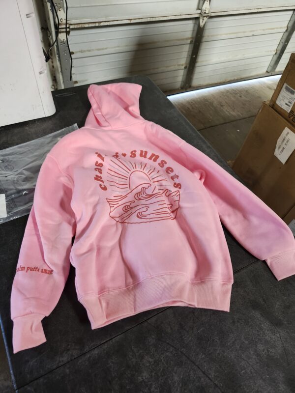 Pink Palm Puff Chasing Sunset Hoodie | EZ Auction