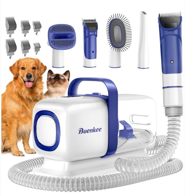 Dog Grooming Kit with Pet Grooming Vacuum, Dog Clipper, Pet Grooming Shedding Brush, Cleaning Tool in 1, Low Noise Dog Vacuum for Dogs Cats | EZ Auction