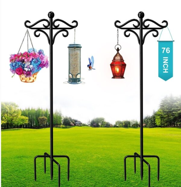 Keten Shepherds Hooks for Outdoor, Thickened Bird Feeder Poles with 5 Prongs for Hanging Plant Baskets, Lanterns, Wedding Decor (2 Pack,76inch) | EZ Auction