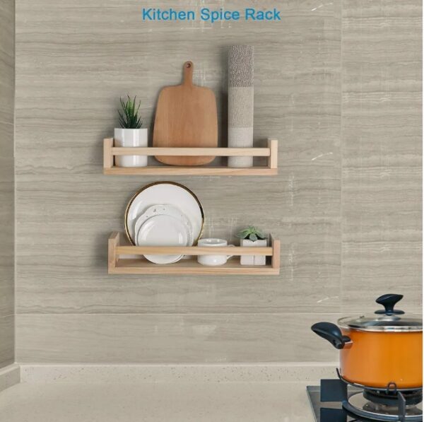 Nursery Floating Book Shelves for Kids Room, Kitchen Spice Rack, or Rustic Wall Mounted Shelves for Farmhouse Bathroom Decor (Natural Wood),Set of 2 | EZ Auction