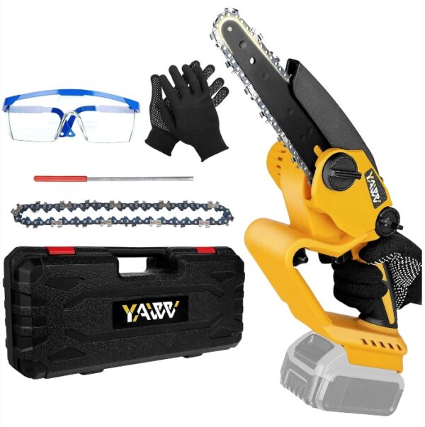 *** BATTERY NOT INCLUDED *** Mini Chainsaw for DeWalt 20V Max Battery, 6 Inch Cordless Chain Saw with Brushless Motor and Security Lock, Battery Powered Mini Chainsaw with 2 Replacement Chains for Wood Cutting,Tree Trimming | EZ Auction