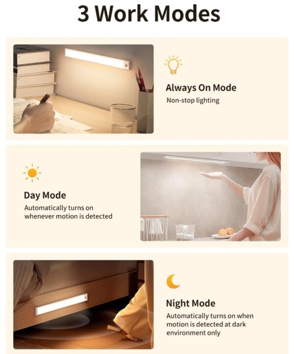 Under Cabinet Lighting, 54 LED Rechargeable Battery Operated Motion Sensor Light Indoor, 1 Pack Magnetic Dimmable Closet Lights, Wireless Under Counter Lights for Kitchen, Stairs | EZ Auction