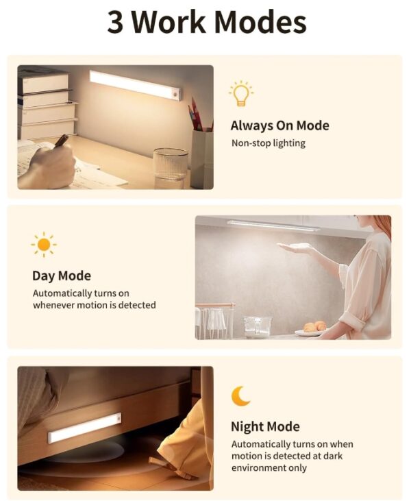 Under Cabinet Lighting, 54 LED Rechargeable Battery Operated Motion Sensor Light Indoor, 1 Pack Magnetic Dimmable Closet Lights, Wireless Under Counter Lights for Kitchen, Stairs | EZ Auction