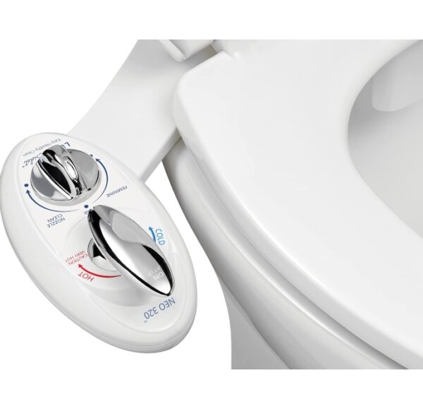 LUXE Bidet NEO 320 - Hot and Cold Water, Self-Cleaning, Dual Nozzle, Non-Electric Bidet Attachment for Toilet Seat, Adjustable Water Pressure, Rear and Feminine Wash, Lever Control (White) | EZ Auction