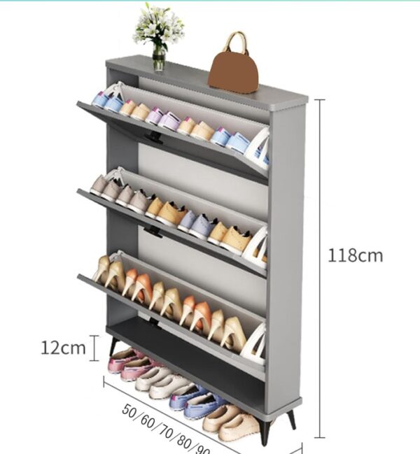 Shoe Storage Rack Cabinet for Entryway Slim,Hidden Shoe Cabinet,Shoe Organizer,Narrow Shoe Cabinet,Freestanding Tipping Bucket Shoe Cabinet,Wooden Shoe Cabinet Rack,for Entryway Hallway ( Color : Gray | EZ Auction