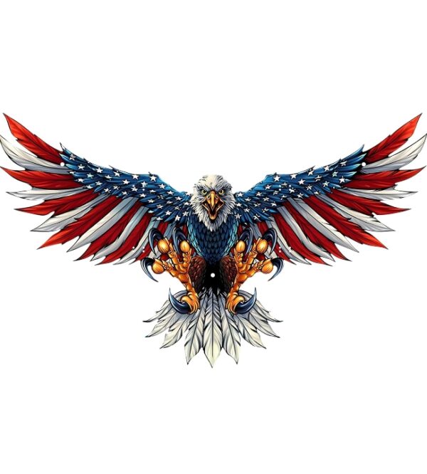 Tegik Bald Eagle Decor, American Flag Metal Wall Art, Patriotic Decoration Gift for Mens Room Garage Outdoor, 20" x 14" | EZ Auction