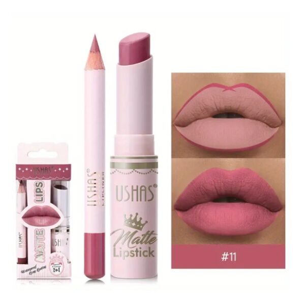 LIPSTICK LIP LINER USHAS 2 EN 1 MATTE LIPS WATERPROOF, TONO 11 | EZ Auction