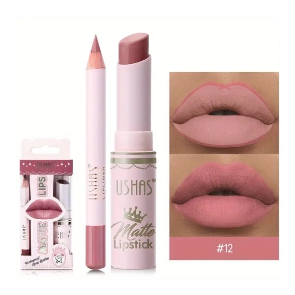 LIPSTICK LIP LINER USHAS 2 EN 1 MATTE LIPS WATERPROOF, TONO 12 | EZ Auction