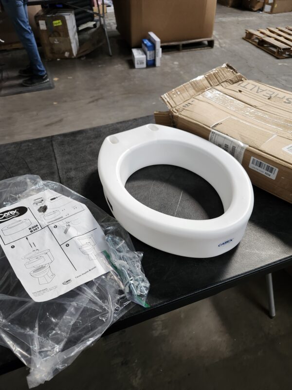 Medical Supply Raised Elevated Toilet Seat Riser for an Elongated Toilet and Compatible with Toilet Seat, Elongated, 19 x 14 x 3.5 | EZ Auction