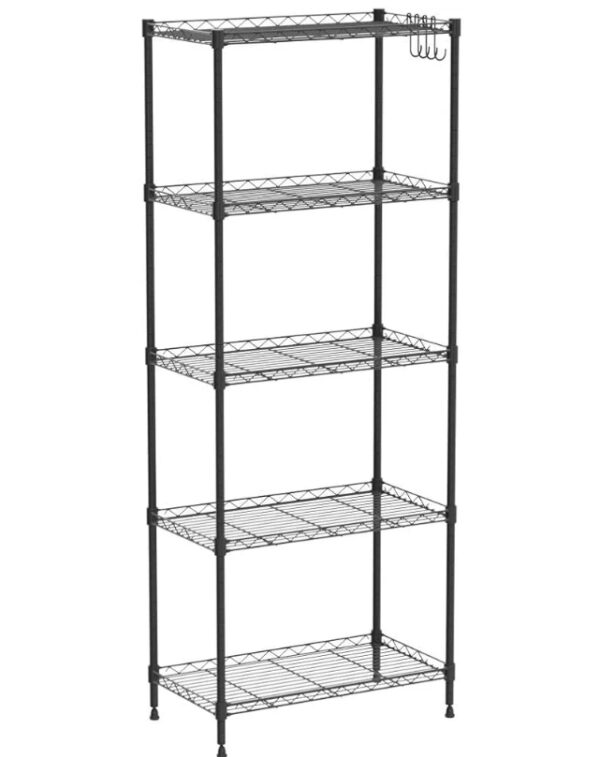 5 Tier Shelves Storage, Wire Shelf Unit, Standing Adjustable Metal Shelves Organizer, Storage Racks for Restaurant Garage Pantry Kitchen Garage23.6" x 13.8" x 59" | EZ Auction