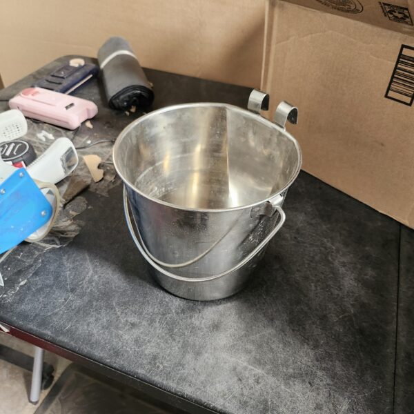 Heavy Stainless Steel with 2 Hook Bucket, 9 Quart Flat | EZ Auction