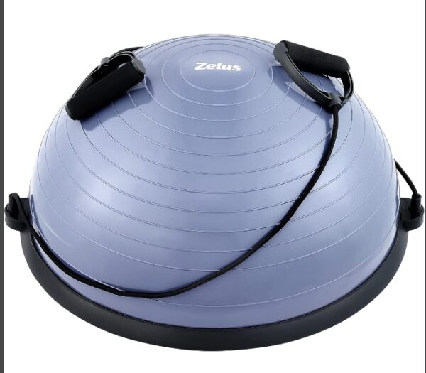 ZELUS Balance Ball Trainer with Resistance Bands and Foot Pump, Inflatable Yoga Ball for Home Gym Workouts, 23 Inch Exercise Half Ball for Balance Training Core Strength Fitness More, 330lb Cap | EZ Auction