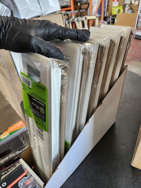 “PACK OF 6 Everbilt 2 in. x 14 in. 2-Way Steel Floor Register in White” - Image 2