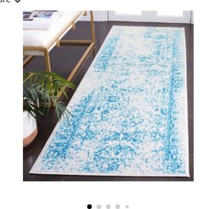 SAFAVIEH Adirondack Collection Runner Rug - 2'6" x 12', Ivory & Teal, Oriental Distressed Design, Non-Shedding & Easy Care, Ideal for High Traffic Areas in Living Room, Bedroom (ADR109D)
