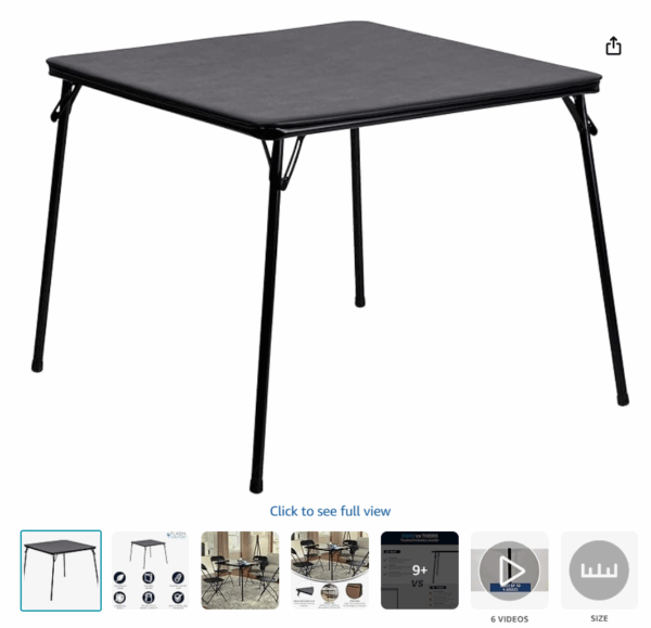 Madelyn 33.5 in L Square Black White Plastic Top Lightweight Portable with Collapsible Folding Card Tables