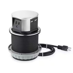 "Link2Home Space Saver Pop Up-Outlet, 3 Power Outlets 15 Amp, 2 USB Ports 2.4 Amp, Overload Protection, Splash Resistant"