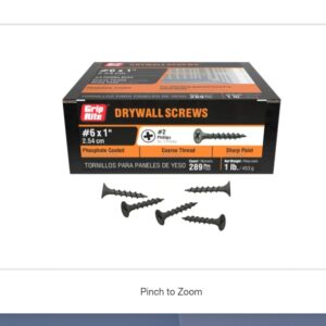 "Grip-Rite #6 x 1 in. #2 Phillips Bugle Head Coarse Thread Drywall Screws 1 lb. Box"