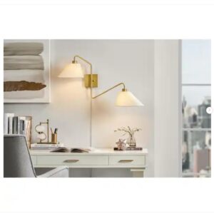 "Home Decorators Collection Eppinger 6 in. 2-Light Aged Brass Wall Sconce"