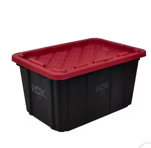 "*** NEW ***HDX 27 Gal. Tough Storage Tote in Black and Red (4-Pack)"