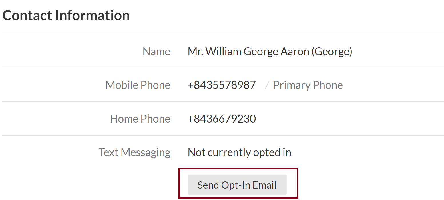 Send an opt-in email for text messaging