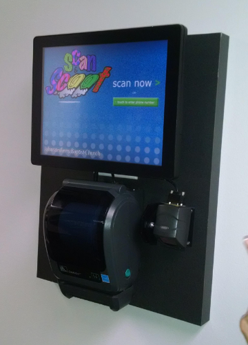 Image displaying the kiosk mounted on a wall.