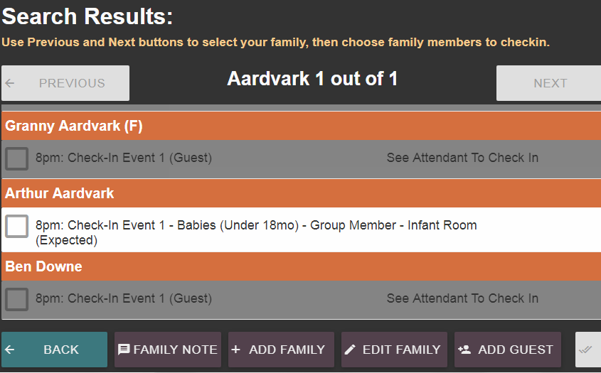 Image displaying the Allow Expected Only (Show Everyone) view. Only the one expected guest is shown, with other guests still shown but grayed out.