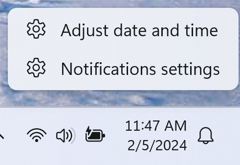 Image displaying the settings menu. The Adjust date and time button is the first option.