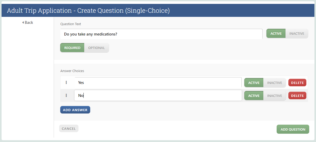 Single-Choice Question Application