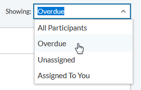 "Showing" drop-down list with options for All Participants and Overdue