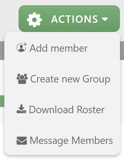 The Actions drop-down menu. The Message Members button is at the bottom.