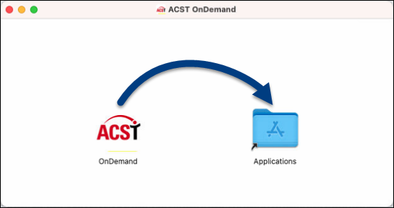 Example showing the ACST OnDemand icon to drag and drop into the Applications folder