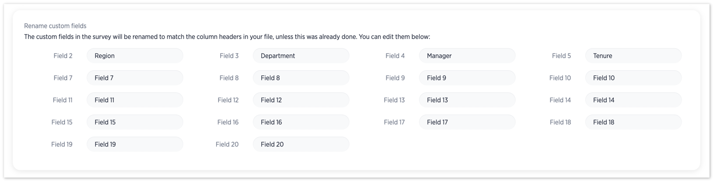 Rename custom fields.