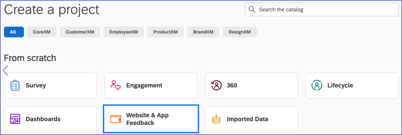 Website & App Feedback projects in Qualtrics