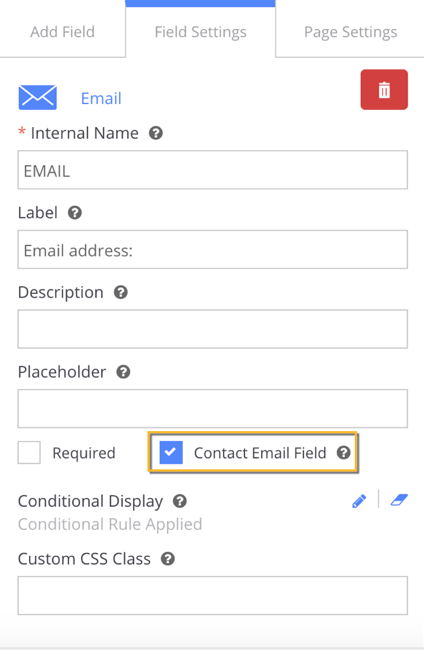 Contact Email Field check box in Field Settings of survey editor.